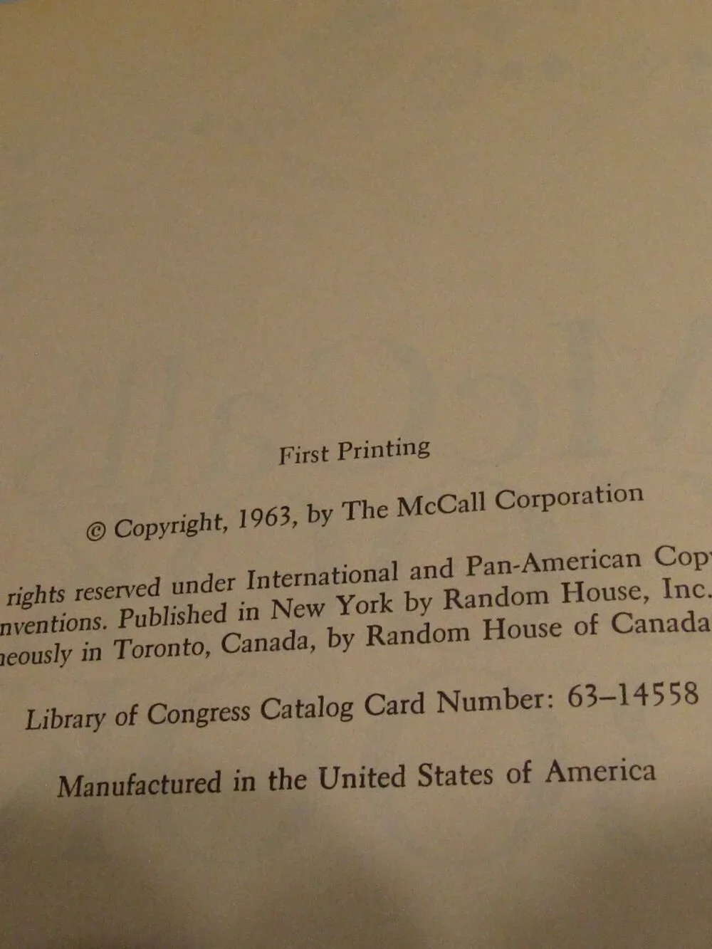 Stated First Printing 1963 McCALL'S COOKBOOK Complete Step by Step Cooking w/Pic